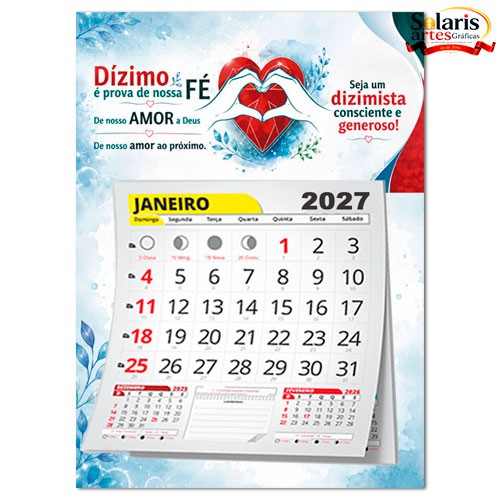CAL0002 Calendário com bloco 2027 Dízimo é Prova de Nossa Fé