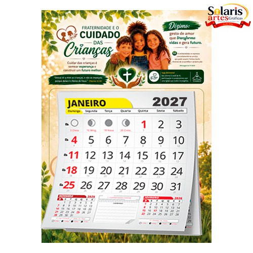 CAL0004 Calendário com bloco 2027 Fraternidade e o Cuidado das Crianças