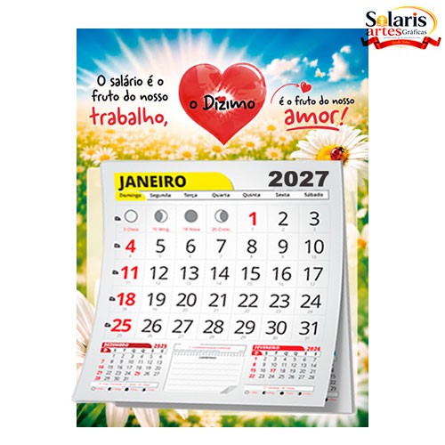 CAL0003 Calendário com bloco 2027 O Dízimo é o fruto do Nosso Amor!