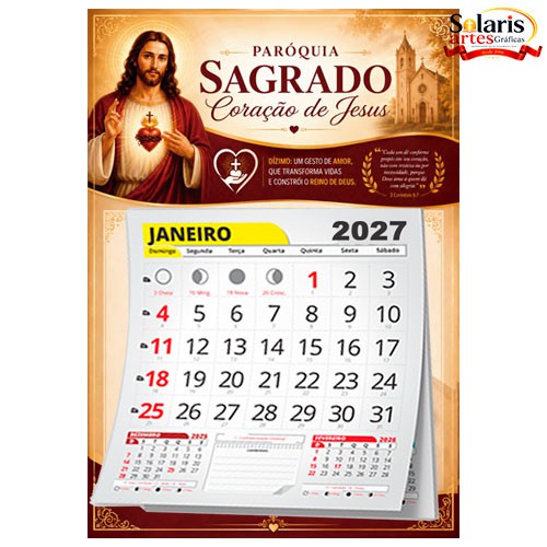 CAL0005 Calendário com bloco 2027 Sagrado Coração de Jesus