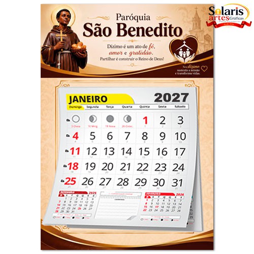 CAL0006 Calendário com bloco 2027 São Benedito
