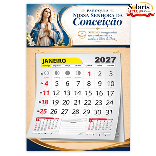 CAL0007 Calendário com bloco 2027 Nossa Senhora da Conceição