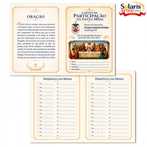 2606 Cartão de Participação na Santa Missa Carteirinha de Presença (N3664)