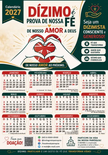 FL2608 Folhinha 2027 Dízimo é Prova de Nossa Fé