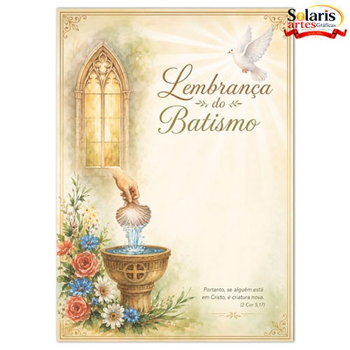 BTS2607 Lembrança de Batismo Católico Tam. 21x29,7cm Com ou sem Texto