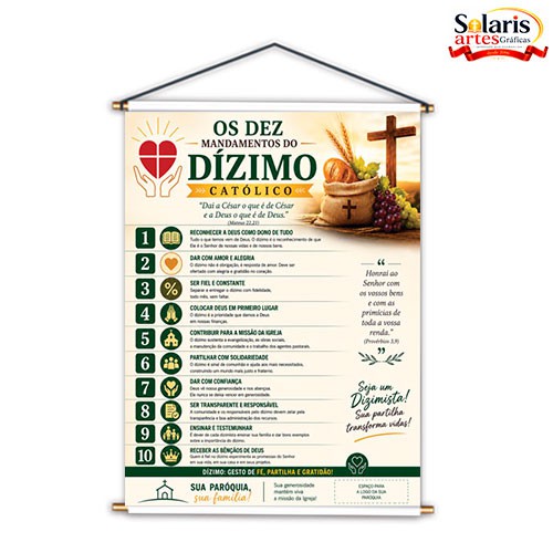 BN2609 Banner Os Dez Mandamentos do Dízimo 90x120cm