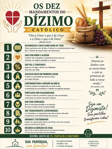 BN2609 Banner Os Dez Mandamentos do Dízimo 90x120cm