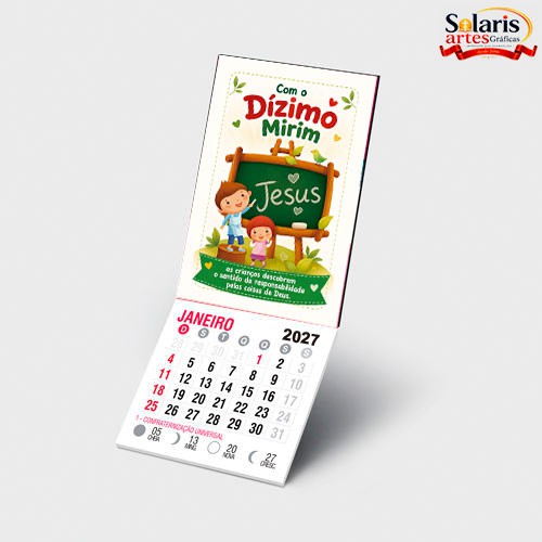 IM2606 Ima de geladeira 8x5 com calendário 2027 Dízimo Mirim