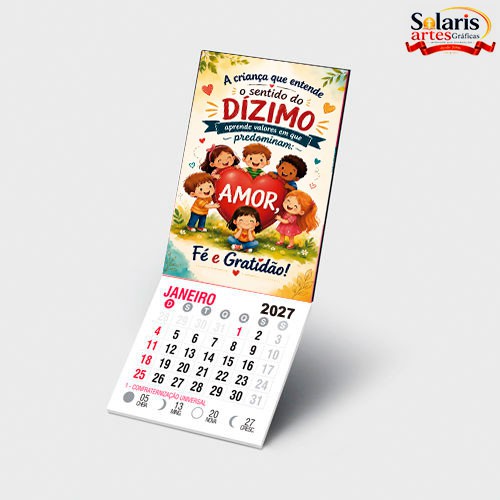 IM2607 Ima de geladeira 8x5 com calendário 2027 Dízimo Mirim