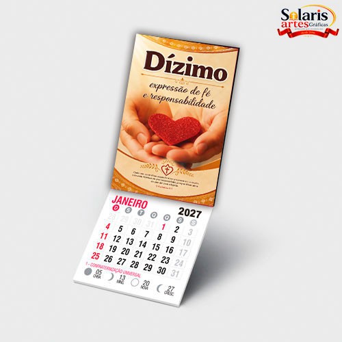 IM2603 Ima de geladeira 8x5 com calendário 2027 Dízimo Católico