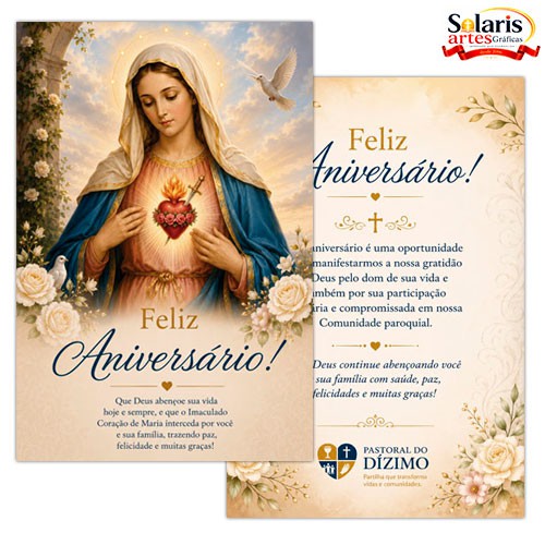 CA2606 Cartão de Aniversário para Dizimistas Imaculado Coração de Maria