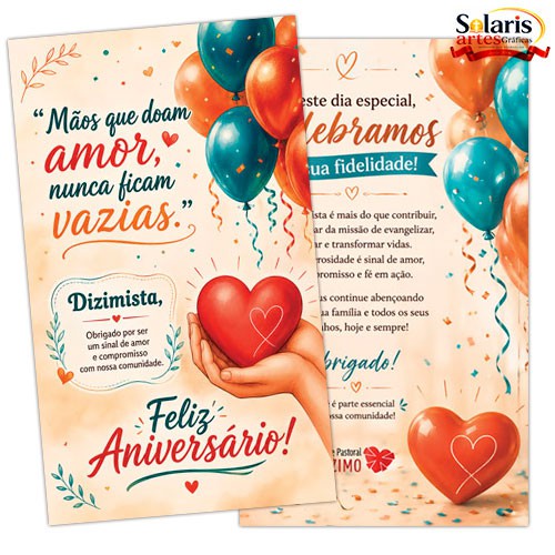 CAZ2607 Cartão de Aniversário para Dizimistas 15x9cm