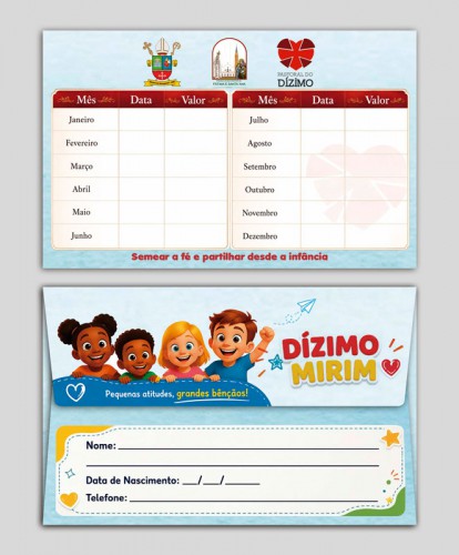ENV3673 Envelope para Dízimo Mirim Personalizado Tamanho Pequeno 7,7x12,2cm
