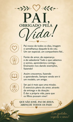 CGP83 Cartão Feliz Dia dos Pais Catolico Pastoral do Dizimo