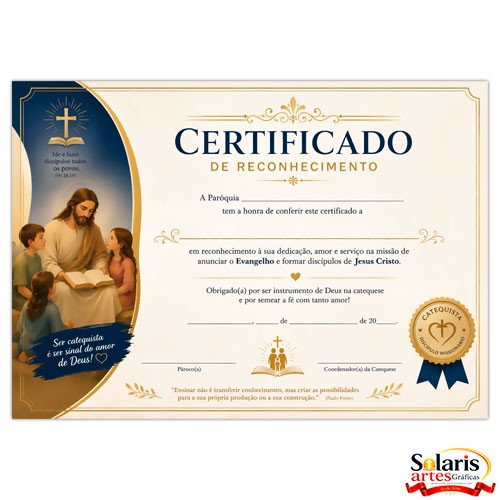 Certificado para Catequista 15x21cm A5