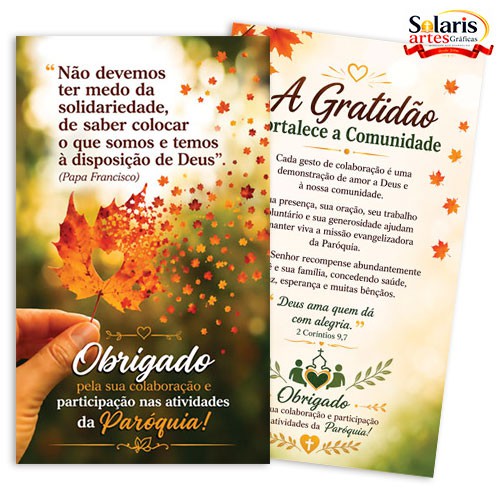 Cartão de Agradecimento Colaboração/doações 9x15 Modelo ACD07