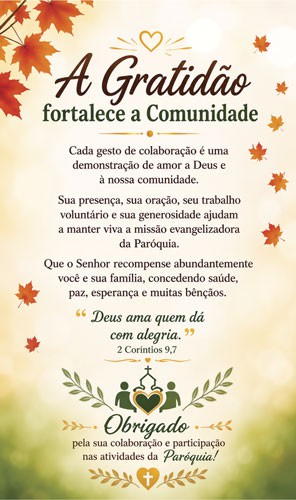 Cartão de Agradecimento Colaboração/doações 9x15 Modelo ACD07