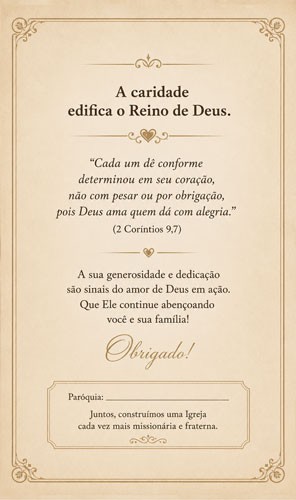 Cartão de Agradecimento Colaboração/doações 9x15 Modelo ACD08
