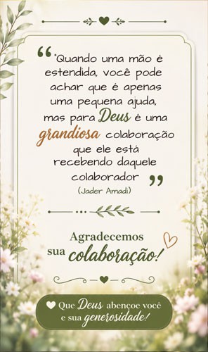 Cartão de Agradecimento Colaboração/doações 9x15 Modelo ACD09