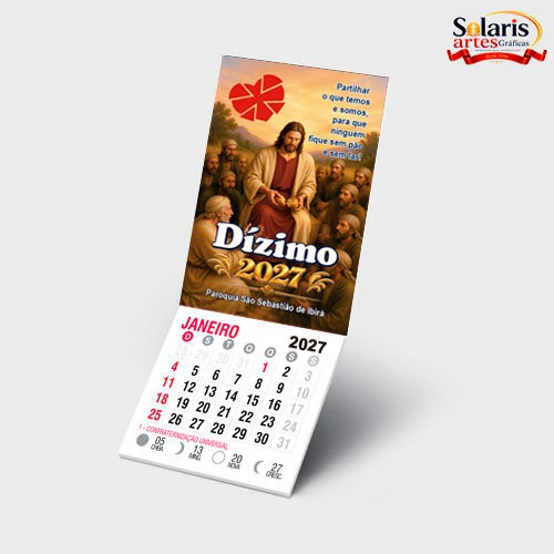 N3686 Ima de geladeira 8x5 com calendário Dízimo 2027 Personalizado